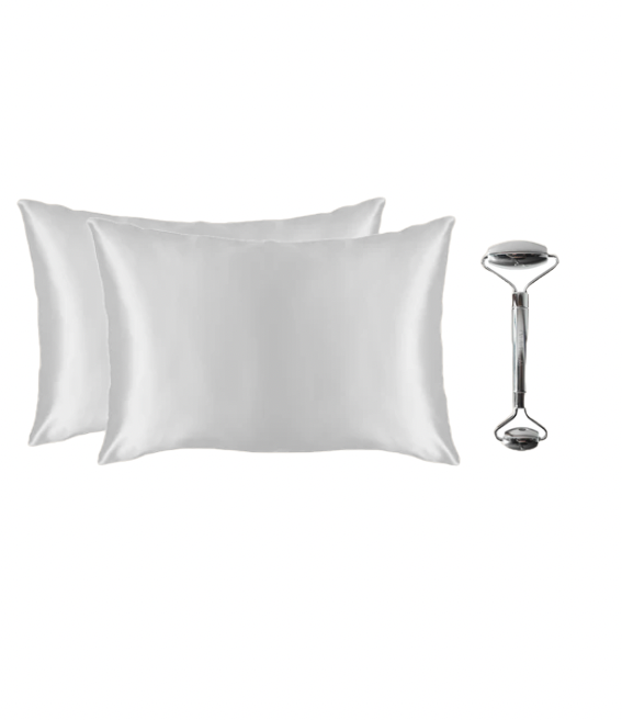 Silque Skin Experience | 2 Silk Pillowcases for Hair & Skin (11 Colors)  +   Face roller