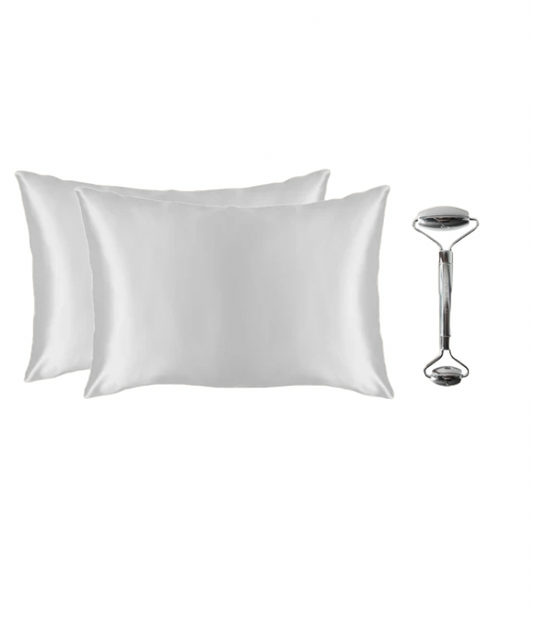 Silque Skin Experience | 2 Silk Pillowcases for Hair & Skin (11 Colors)  +   Face roller