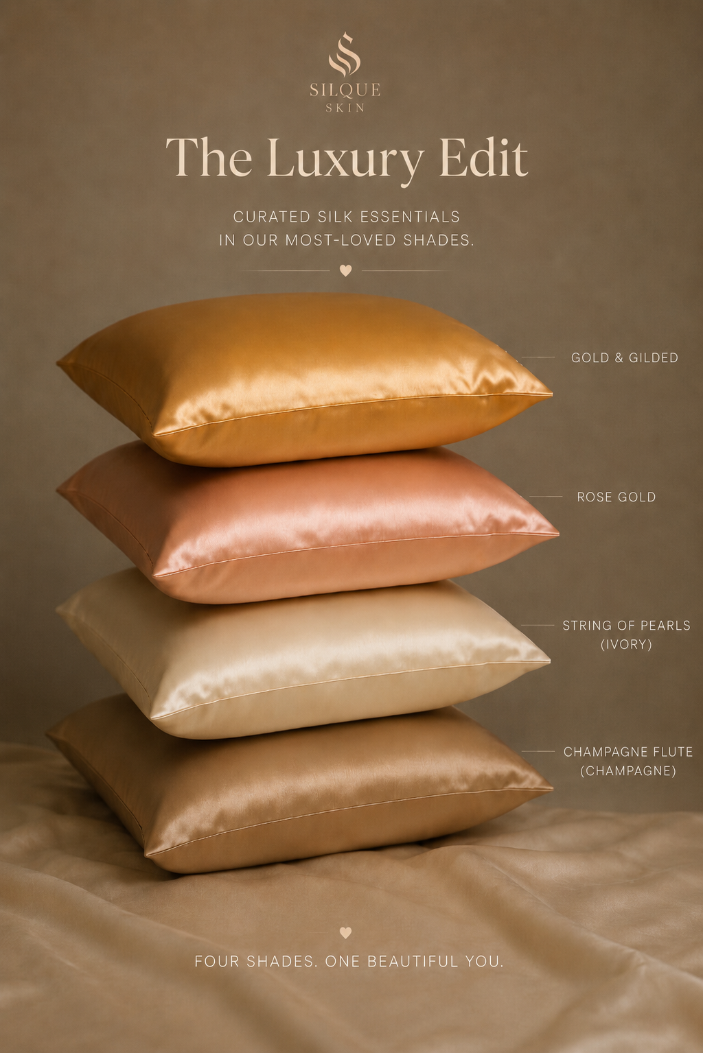 Stack of silk pillowcases 